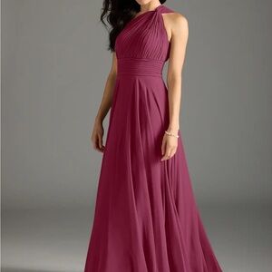 Elegant One-Shoulder Burgundy Dress